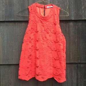Orange flowery lace top